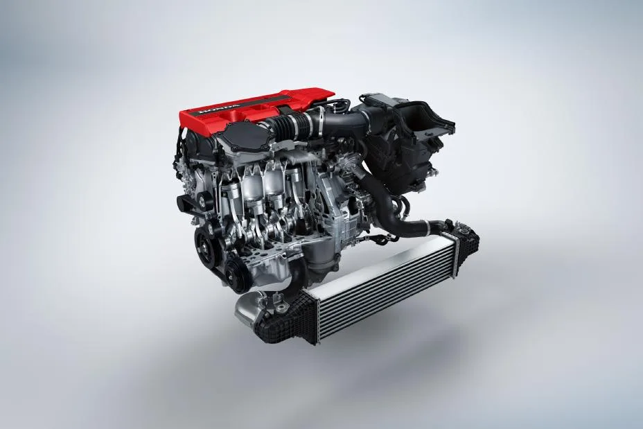 The 2027 Honda Civic Type R K20C engine with its redesigned red engine cover