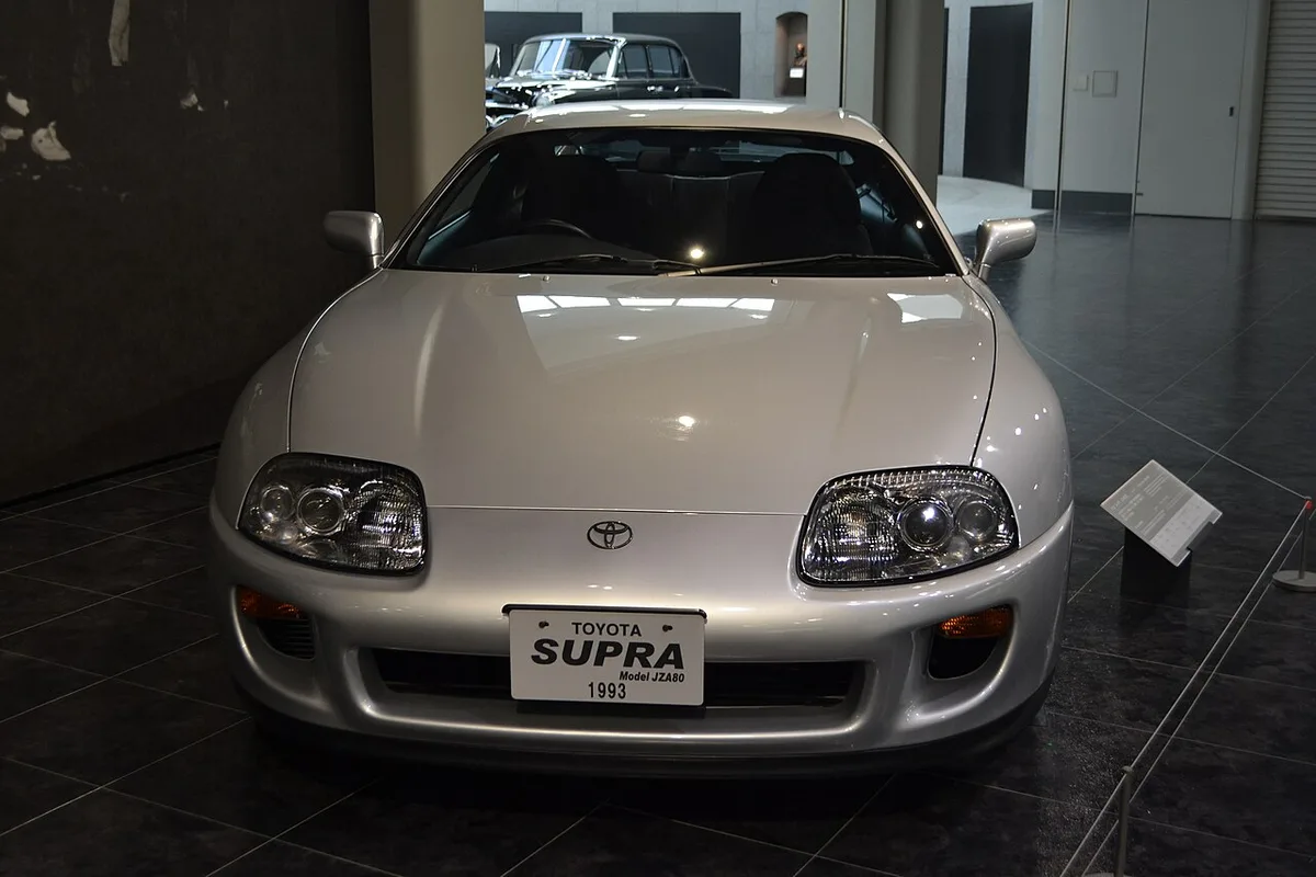 A silver 1993 Toyota A80 Supra RZ at the Toyota Automobile Museum