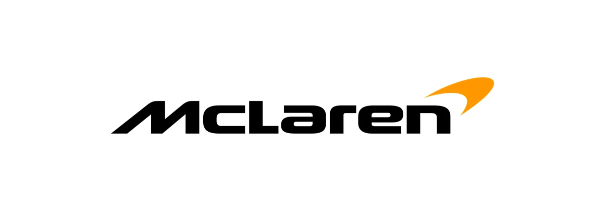 McLaren's previous wordmark, in heavy slanted lowercase letters with the orange Speedmark over the n