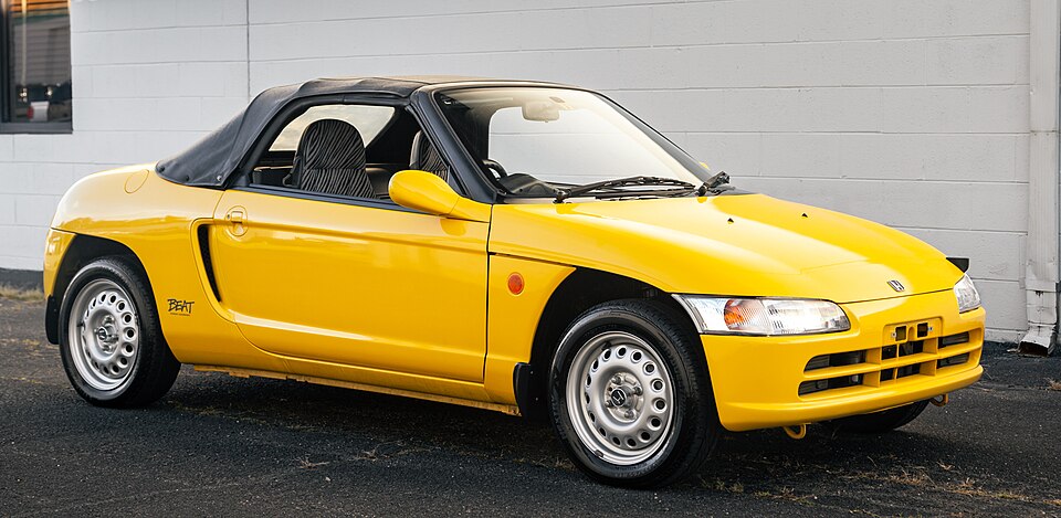 Honda Beat: Honda's mid-engine kei sports car. 656cc three-cylinder behind the seats, rear-drive, manual only. The origina