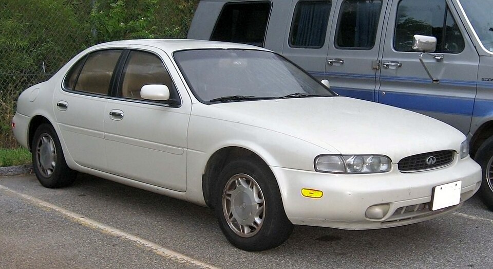 Infiniti J30: Rear-drive luxury sedan (1993-1997). VG30DE 3.0 V6. Distinctive rounded early-Infiniti styling.